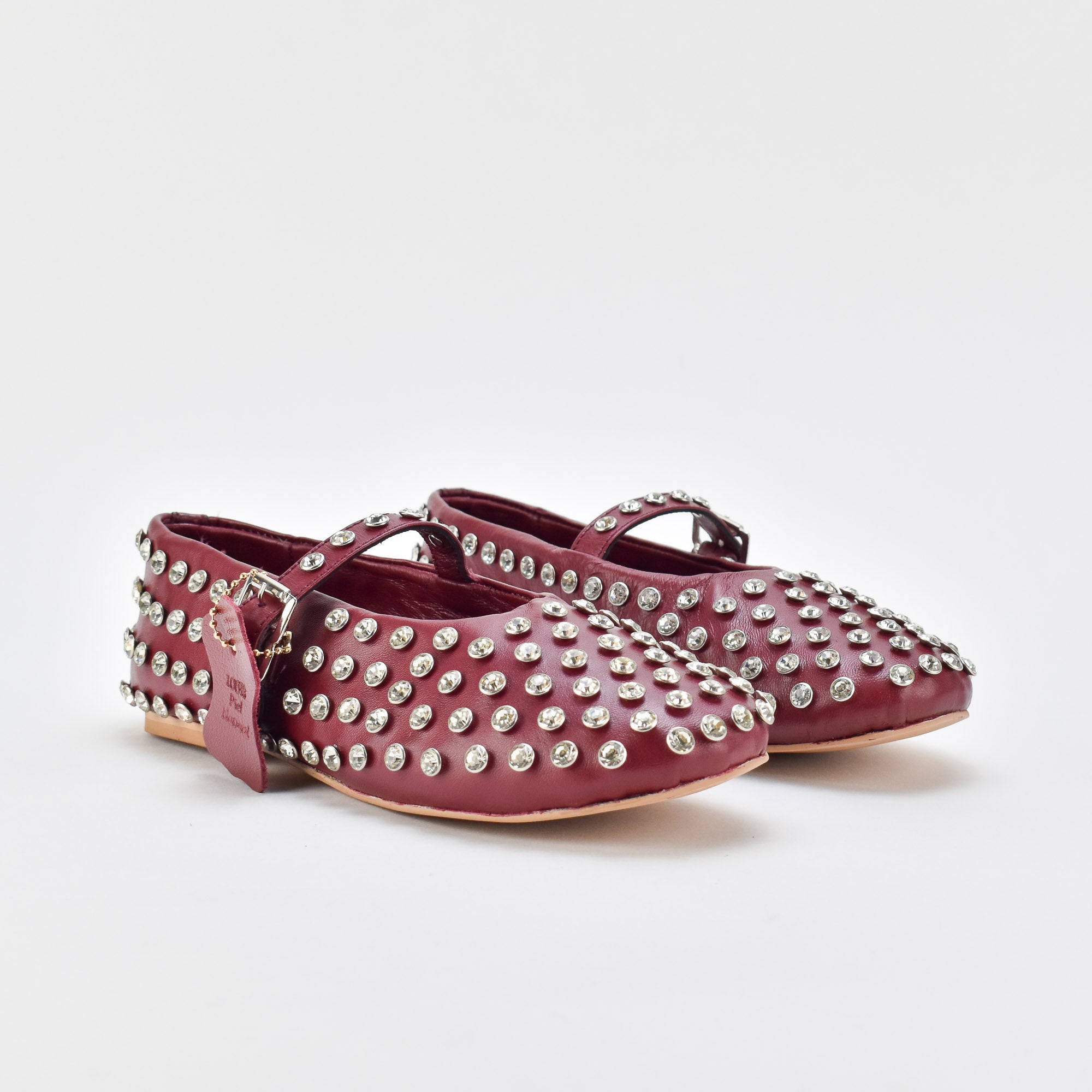 Shimmer Burgundy-Latte Leather Ballerina