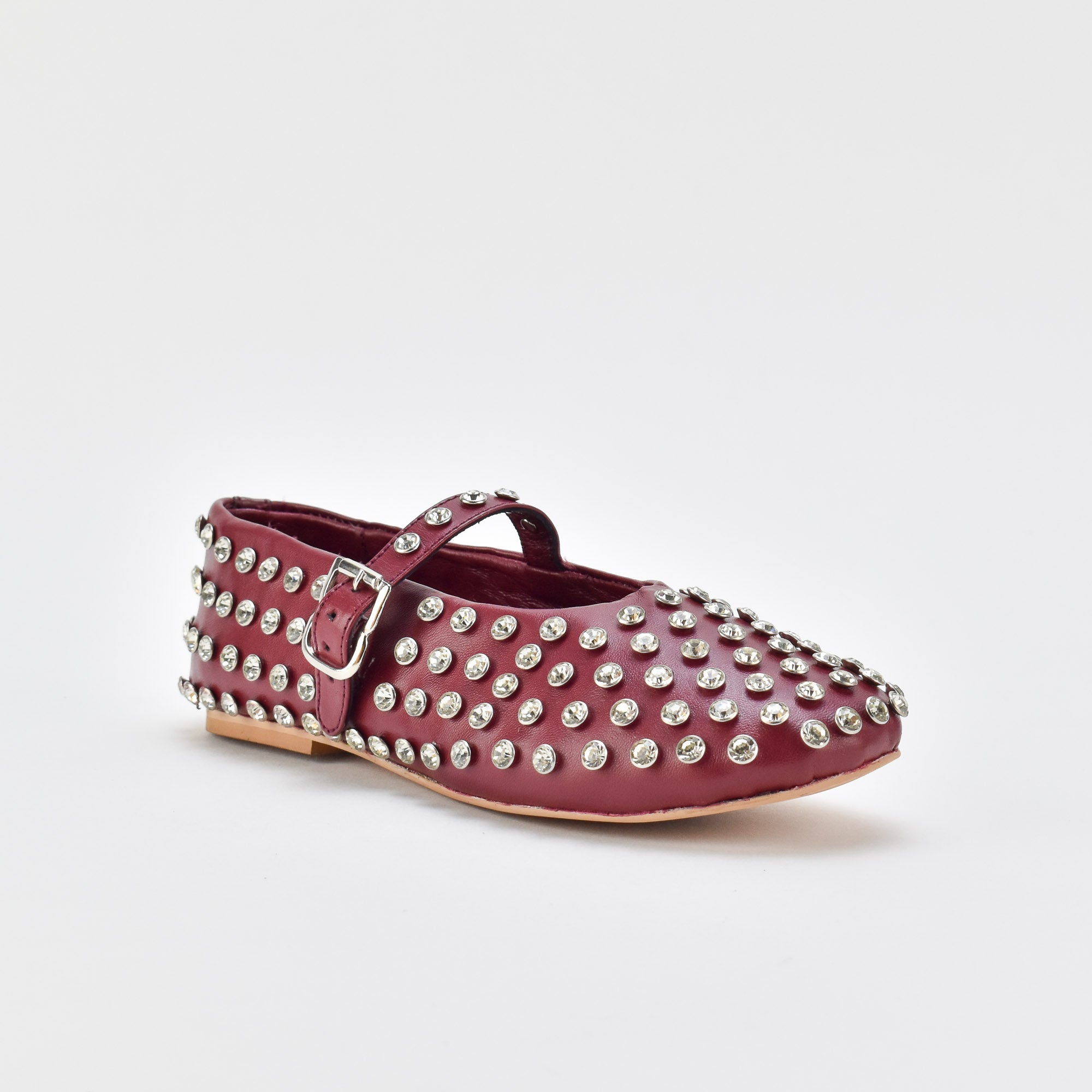 Shimmer Burgundy-Latte Leather Ballerina