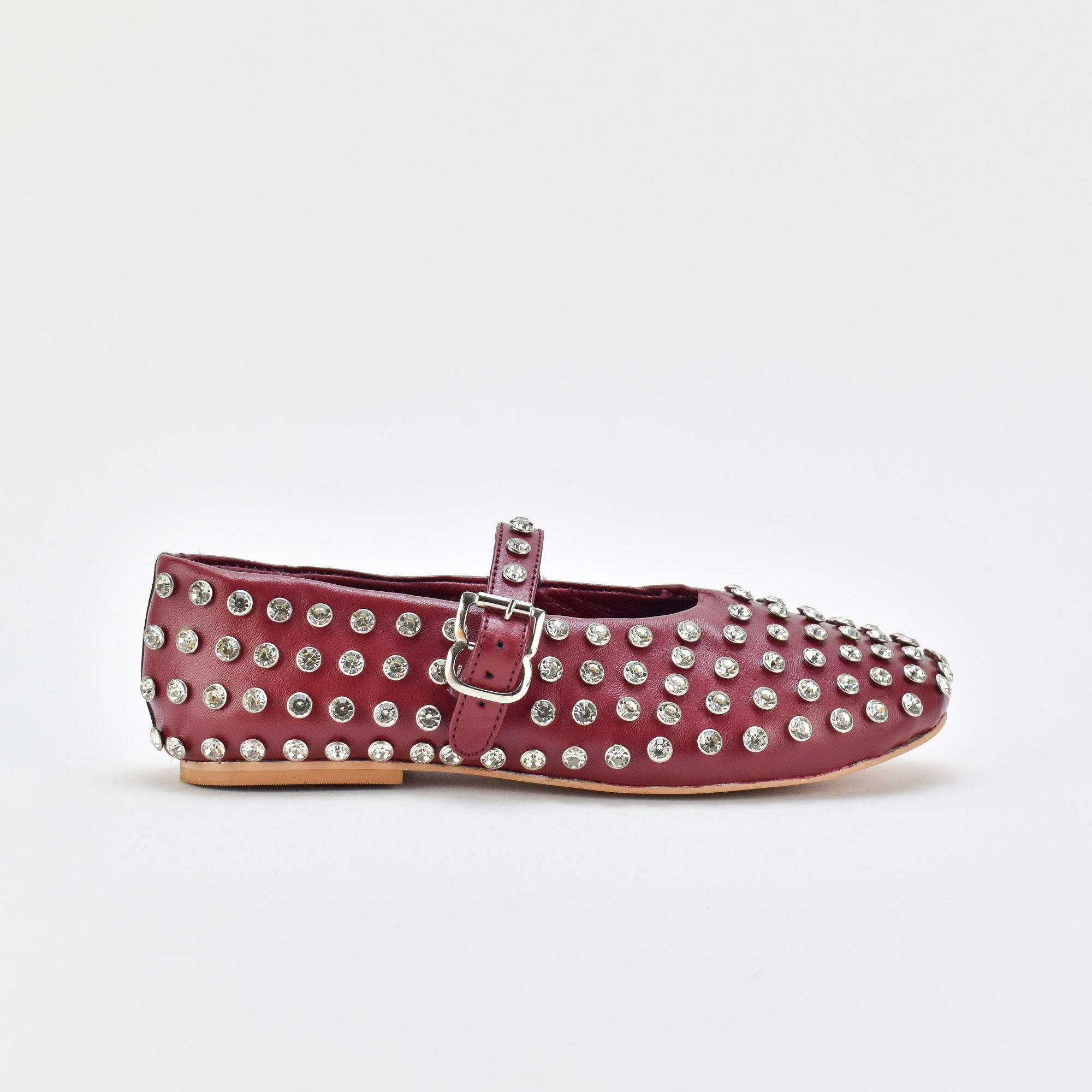 Shimmer Burgundy-Latte Leather Ballerina