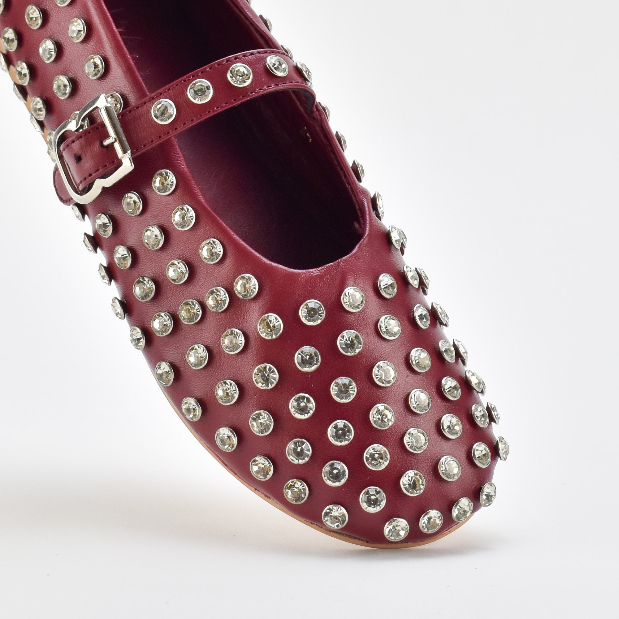 Shimmer Burgundy-Latte Leather Ballerina