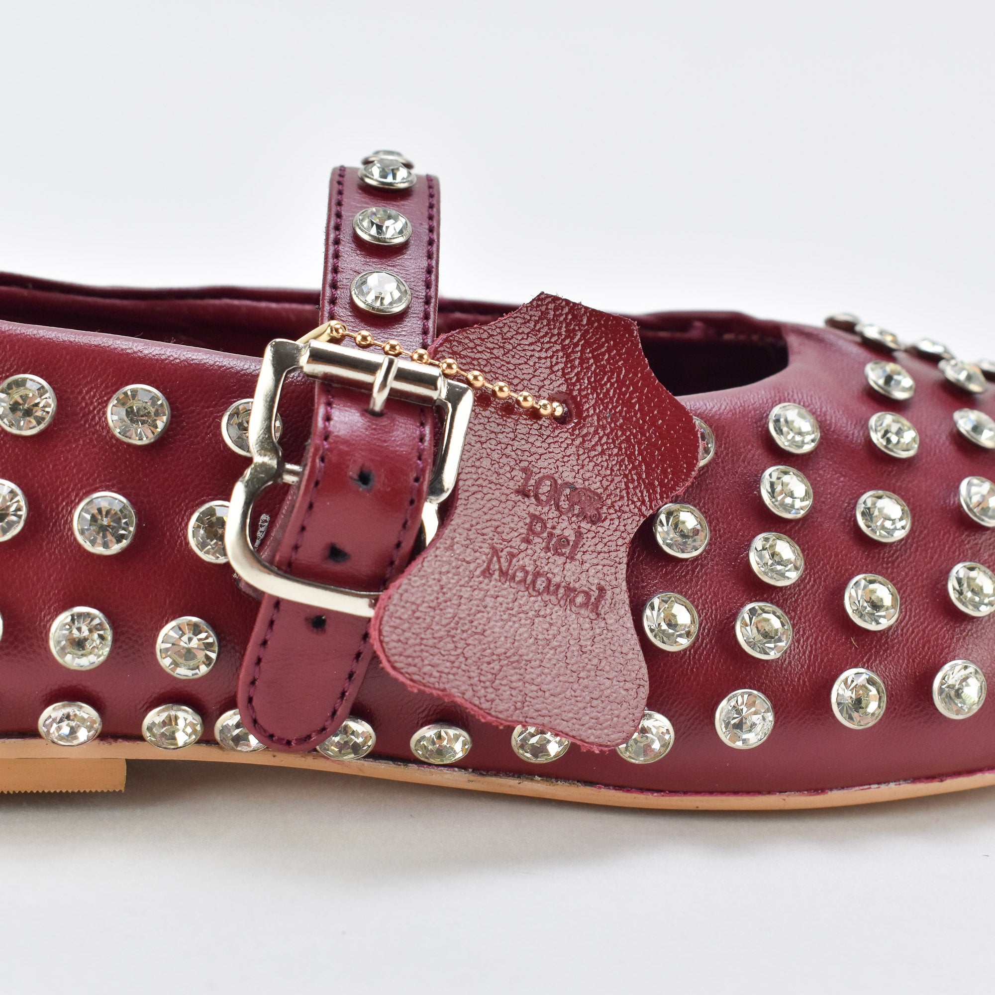 Shimmer Burgundy-Latte Leather Ballerina