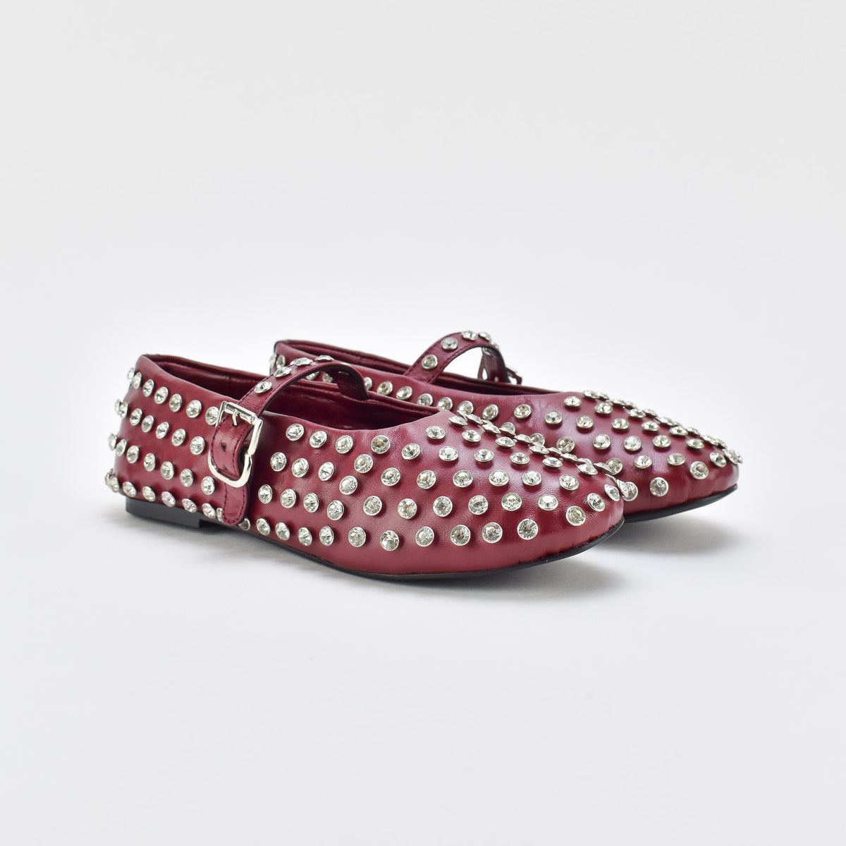 Shimmer Burgundy Leather Ballerina