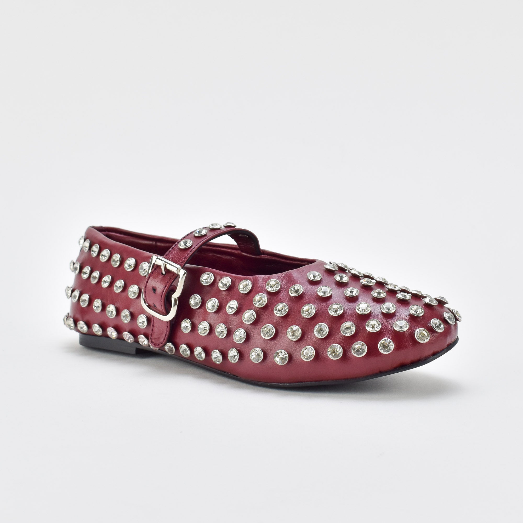 Shimmer Burgundy Leather Ballerina