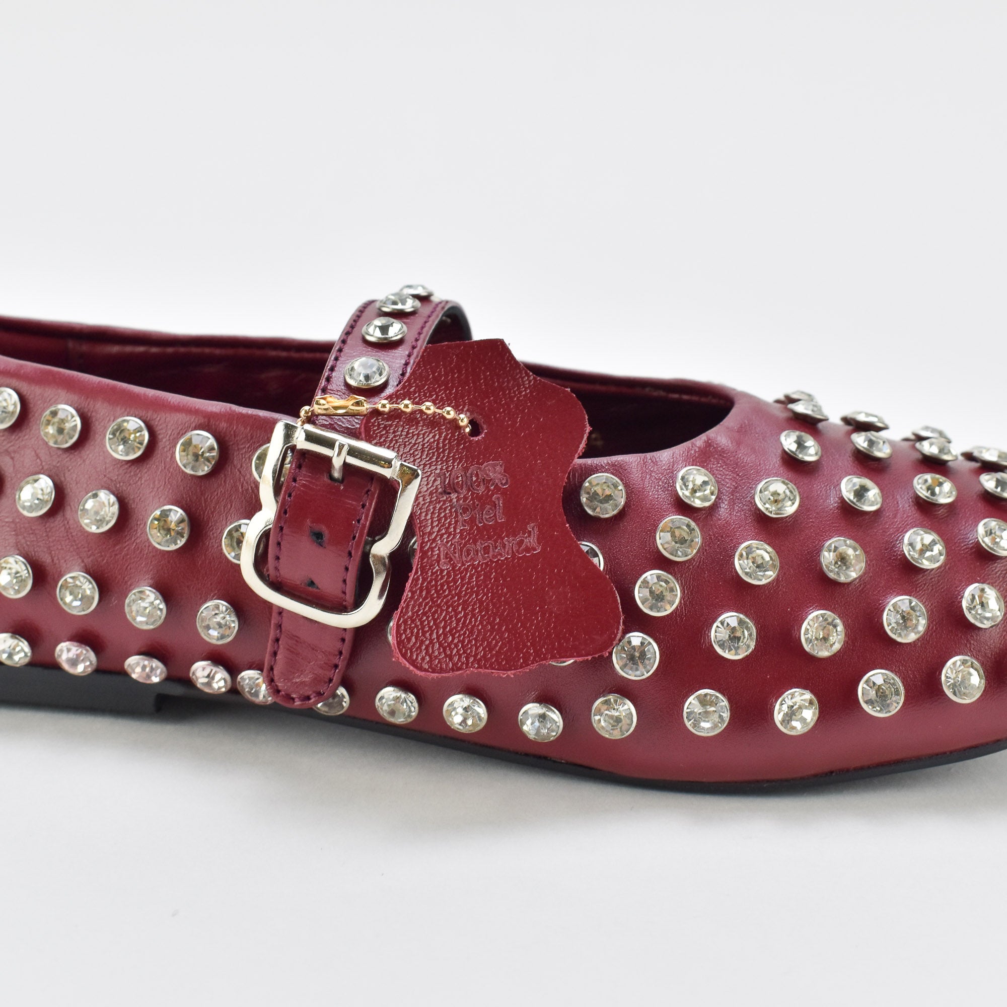 Shimmer Burgundy Leather Ballerina