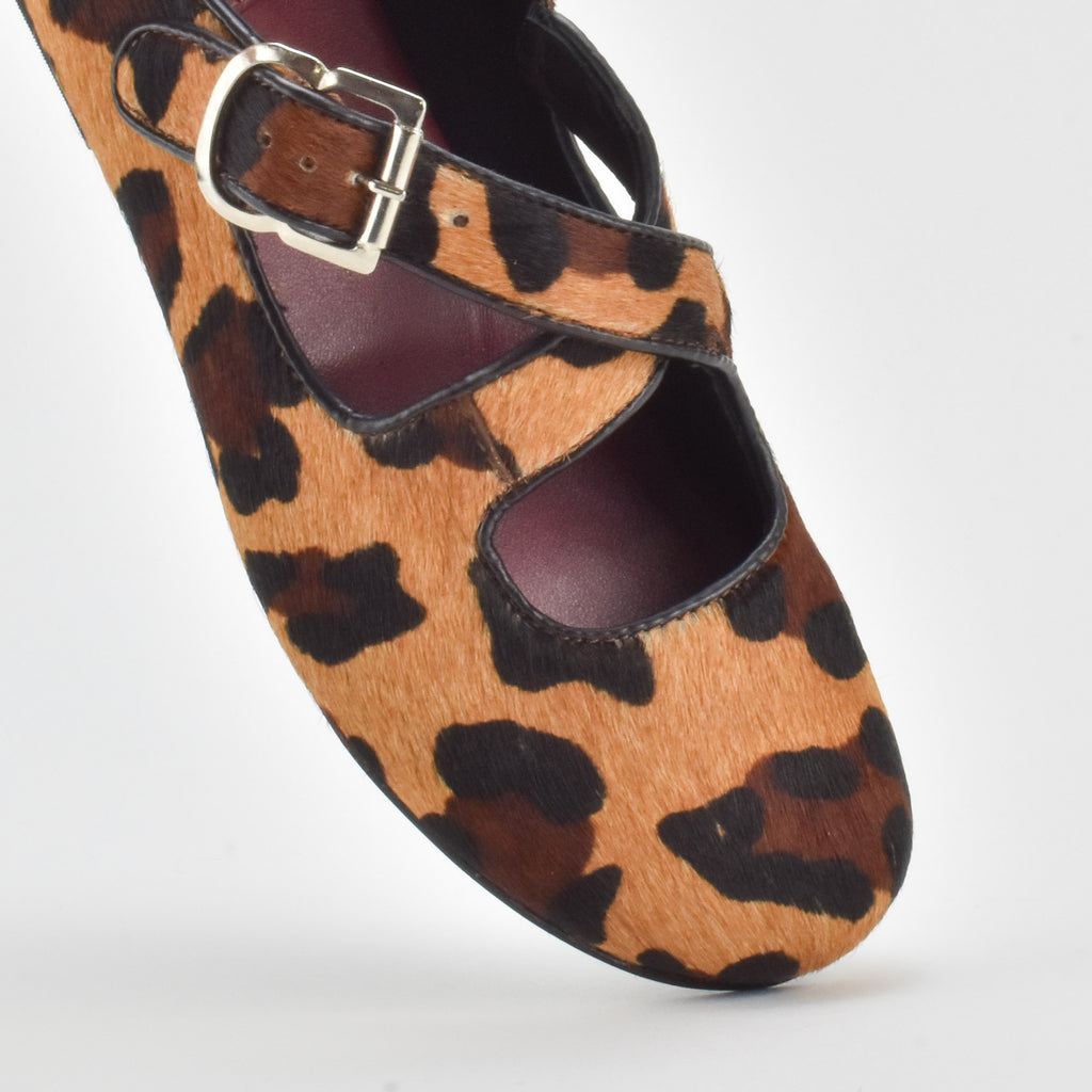 Soft Cheetah Leather Ballerina