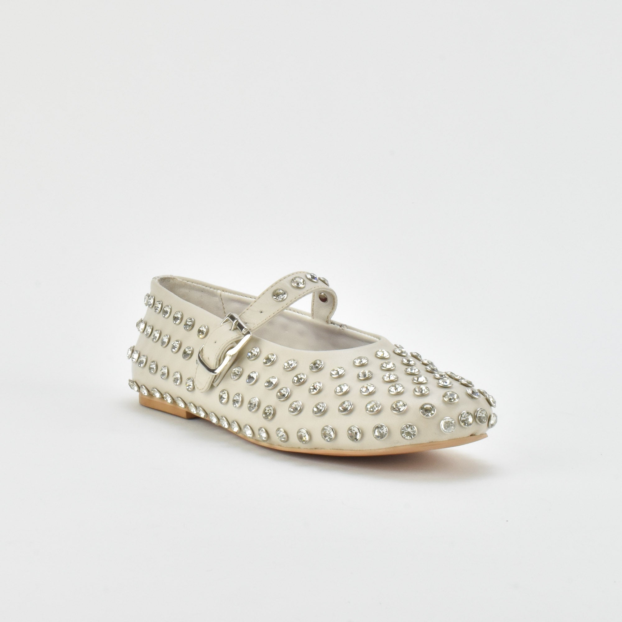 Shimmer Cream Leather Ballerina
