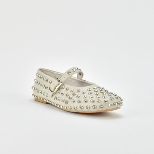 Shimmer Cream Leather Ballerina