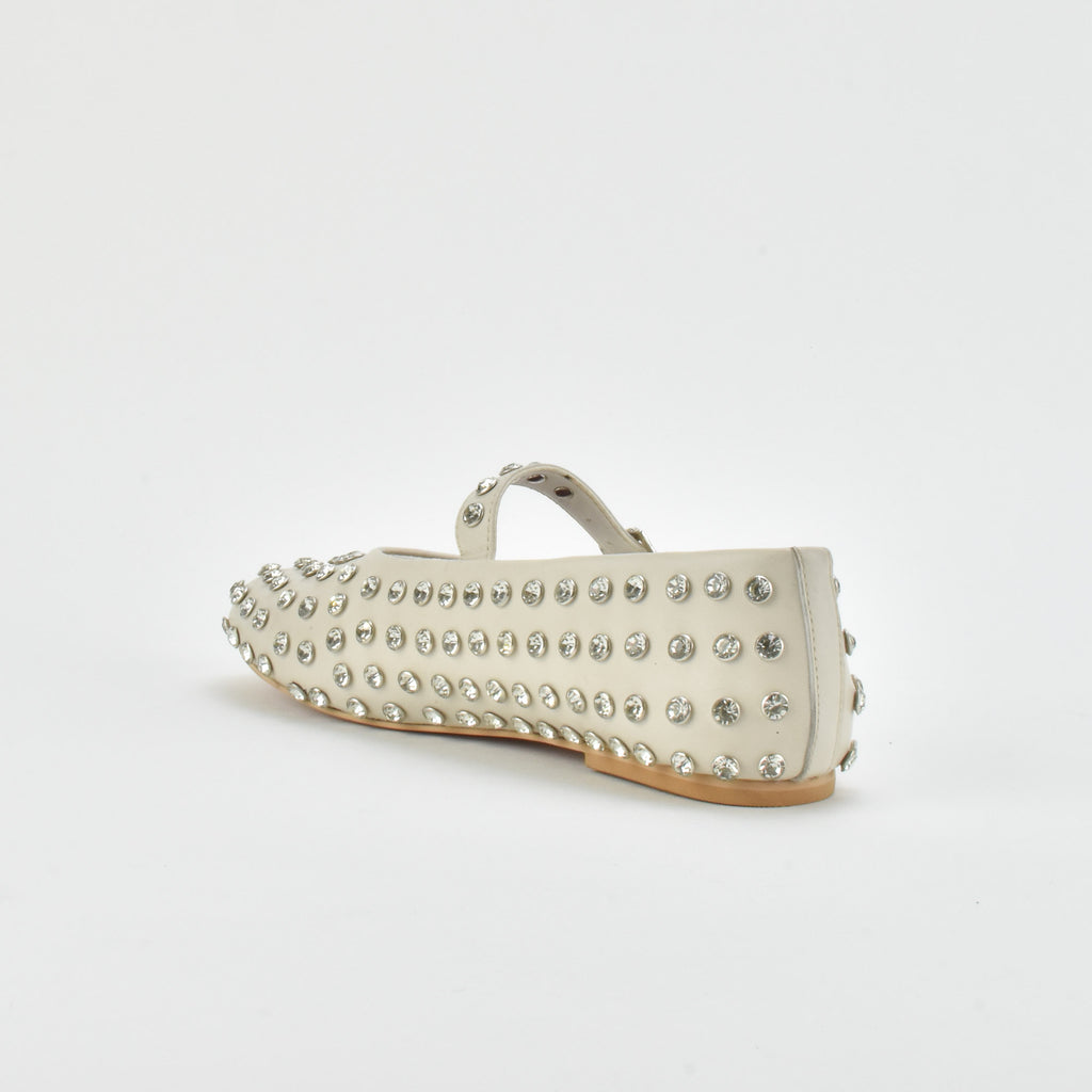 Shimmer Cream Leather Ballerina