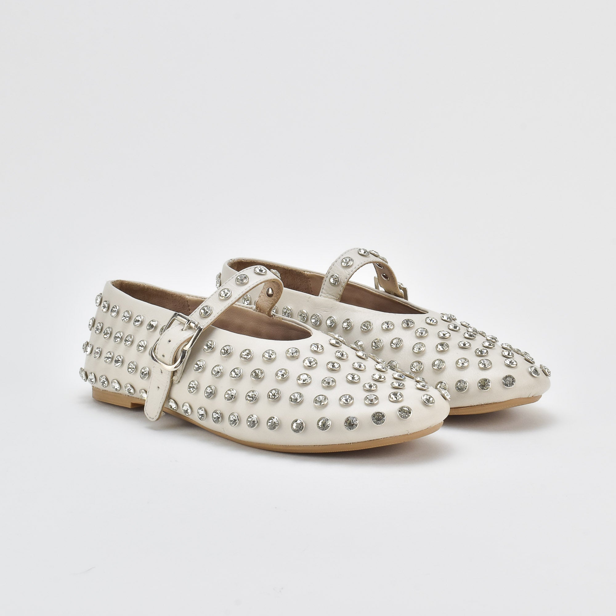 Shimmer Cream Leather Ballerina