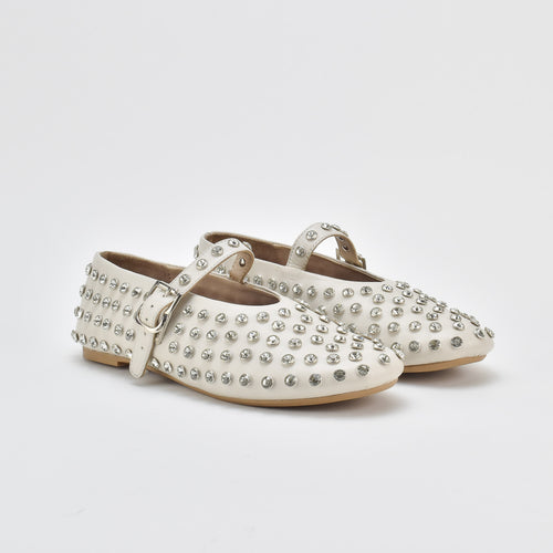 Shimmer Cream Leather Ballerina