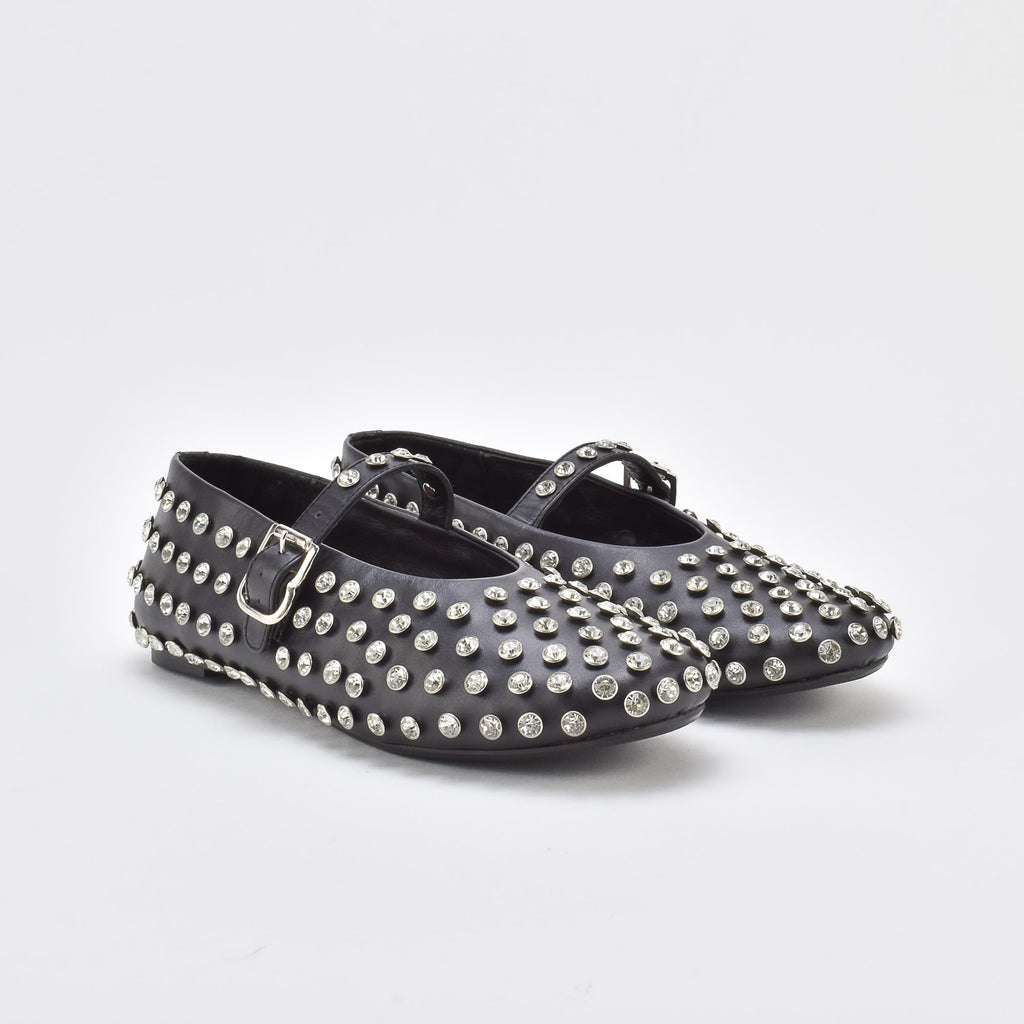 Shimmer Dark Leather Ballerina