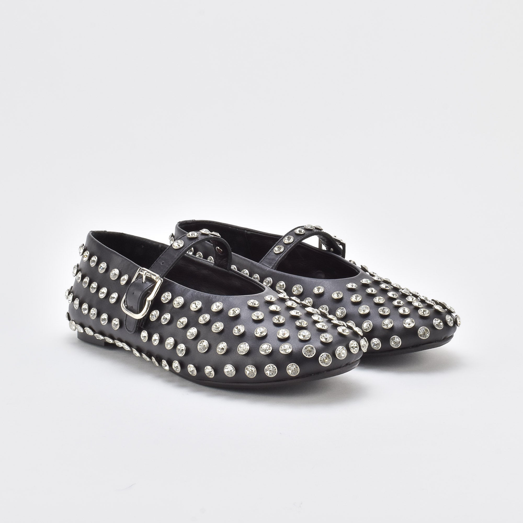 Shimmer Dark Leather Ballerina