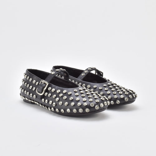 Shimmer Dark Leather Ballerina