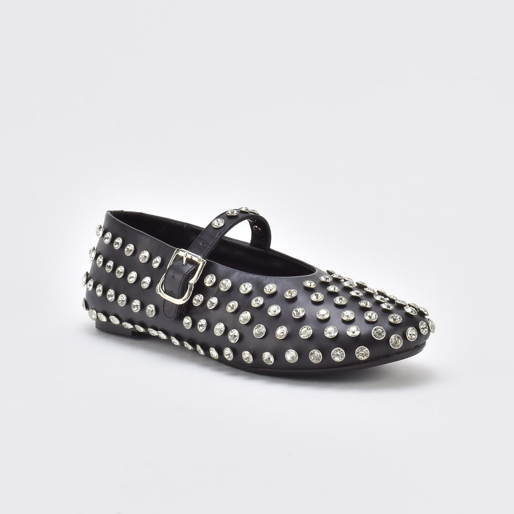 Shimmer Dark Leather Ballerina