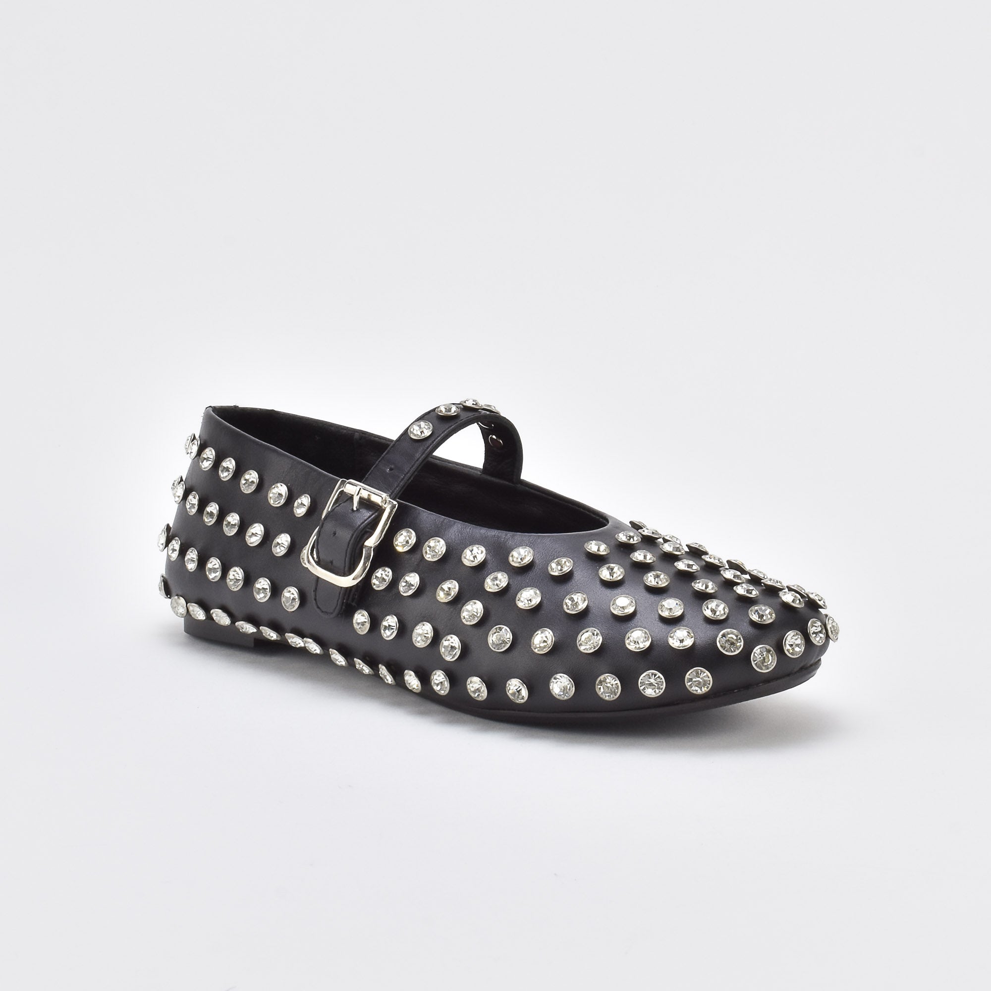 Shimmer Dark Leather Ballerina